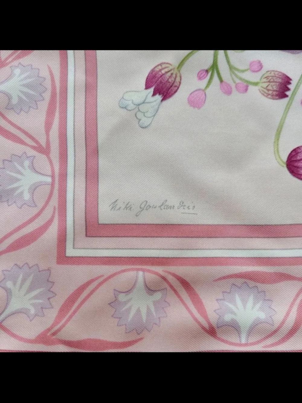 Hermes Pink Floral Print Silk Square Scarf
